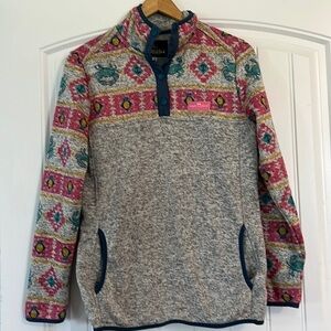Simply Southern aztec crab 1/4 snap pullover better sweater Small